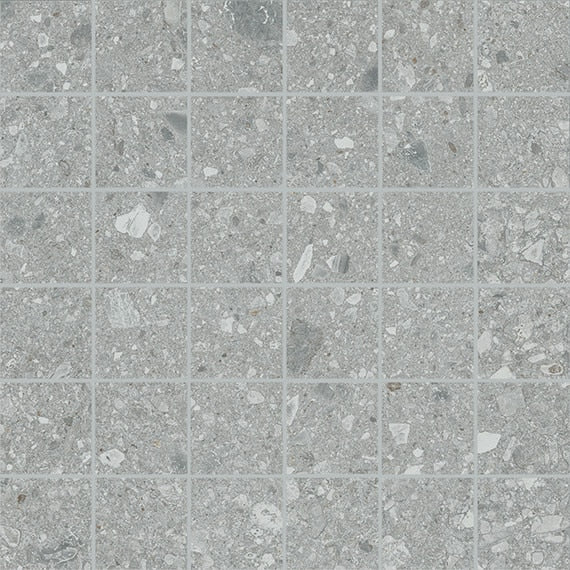 2x2 Assemble Fragment Shard Grid Mosaic Stone-Look Matte Smooth Porcelain Tile Soft Gray