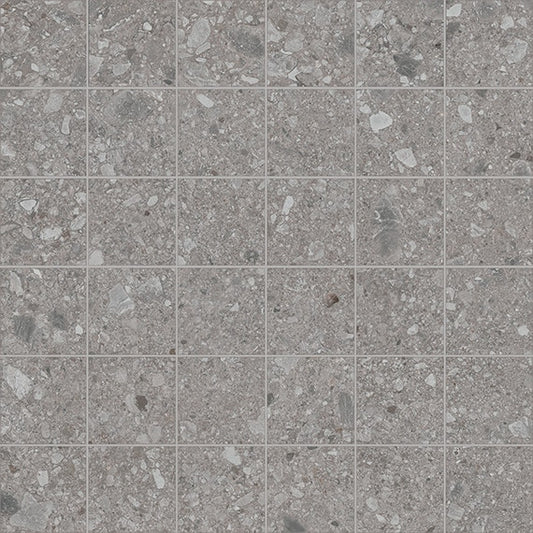 2x2 Assemble Fragment Shard Grid Mosaic Stone-Look Matte Smooth Porcelain Tile Deep Gray