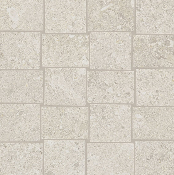 12x12 Dignitary Grid  Mosaic Stone-Look Matte Smooth Porcelain Tile Limestone Beige