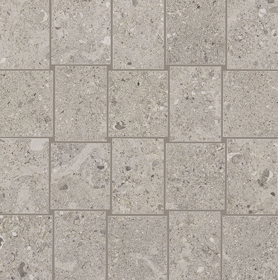 12x12 Dignitary Grid  Mosaic Stone-Look Matte Smooth Porcelain Tile Stone Gray