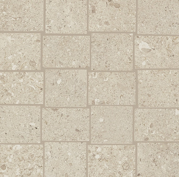 12x12 Dignitary Grid  Mosaic Stone-Look Matte Smooth Porcelain Tile Warm Beige