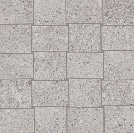 12x12 Dignitary Grid  Mosaic Stone-Look Matte Smooth Porcelain Tile Pebble Gray