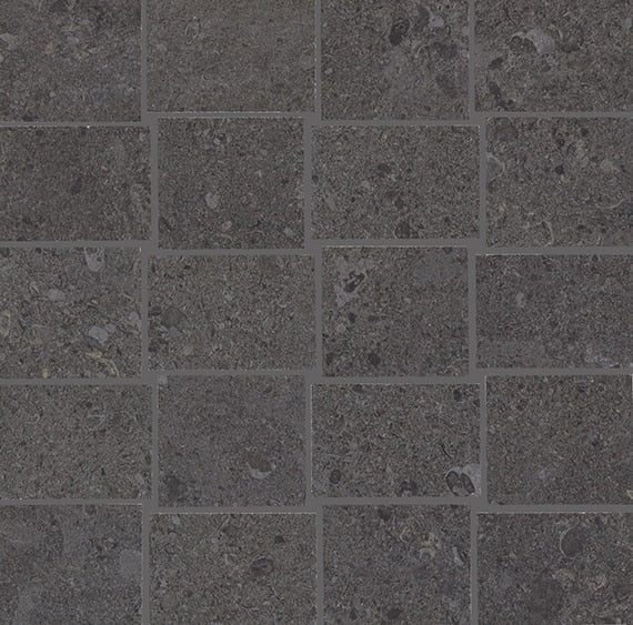12x12 Dignitary Grid  Mosaic Stone-Look Matte Smooth Porcelain Tile Charcoal Gray