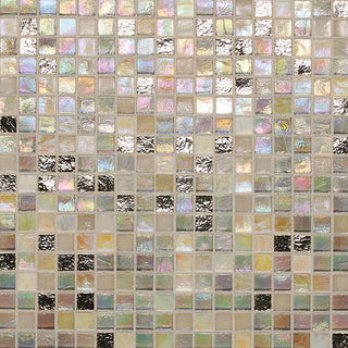 12x12 City Lights Straight Joint Mosaic Mixed-Color Glossy Undulated Glass Tile