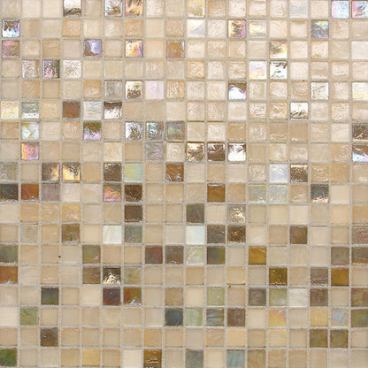 1/2x1/2 City Lights Straight Joint  Mosaic Mixed-Color Glossy Undulated Glass Tile Beige