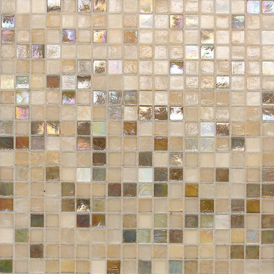 1/2x1/2 City Lights Straight Joint  Mosaic Mixed-Color Glossy Undulated Glass Tile Beige