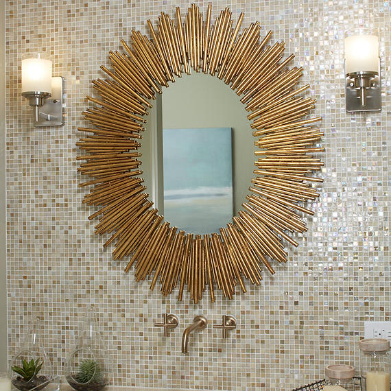 1/2x1/2 City Lights Straight Joint  Mosaic Mixed-Color Glossy Undulated Glass Tile Beige