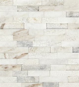 Off White - 3/8x12 Predella Petite Pencil Rail Natural-Look Honed Smooth Stone Tile