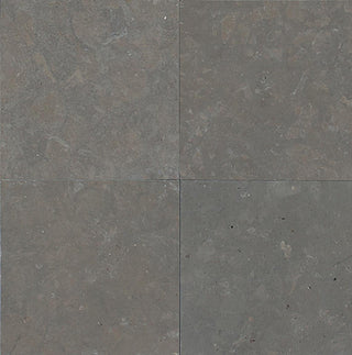 Charcoal Gray - 12x12 Limestone Speckled Grid Patterned Stone-Look Honed Textured Limestone Tile