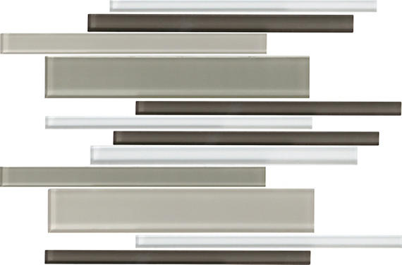 12x18 Color Wave Random Pattern Linear Mosaic Mixed-Color Glossy Smooth Glass Tile Brown & Beige