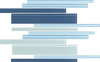 12x18 Color Wave Random Pattern Linear Mosaic Mixed-Color Glossy Smooth Glass Tile