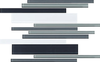 12x18 Color Wave Random Pattern Linear Mosaic Mixed-Color Glossy Smooth Glass Tile