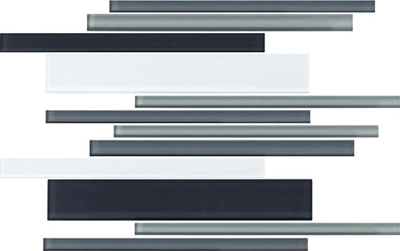 12x18 Color Wave Random Pattern Linear Mosaic Mixed-Color Glossy Smooth Glass Tile Gray & Silver