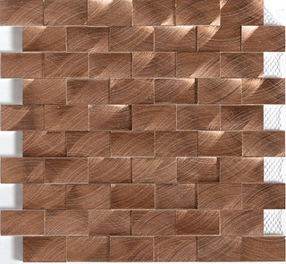 12x12 Structure Subway Pattern Mosaic Metallic-Look Brushed Polished Metal Tile