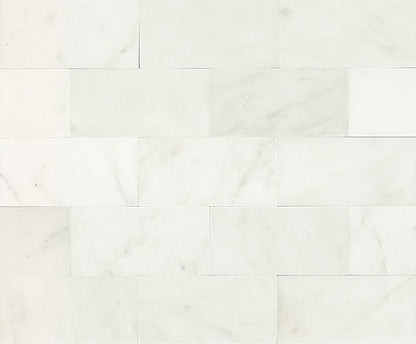 12x24 Marble Subway Pattern Light Veining Natural Marble-Look Polished Smooth Marble Tile Marble White