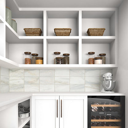 12x24 Pietra Divina Grid Natural Stone-Look Polished Smooth Marble Tile Cream Marble