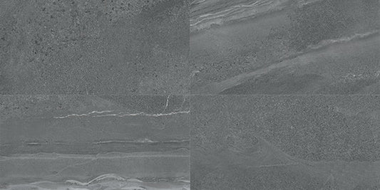 12x24 Society  Natural Stone-Look Polished Smooth Porcelain Tile Medium Smoke