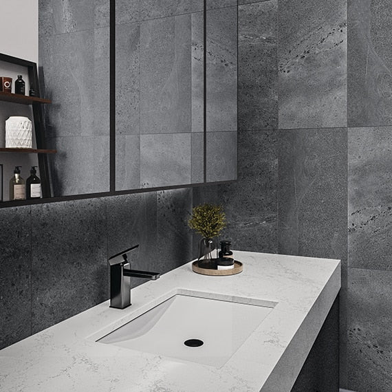 12x24 Society  Natural Stone-Look Matte Smooth Porcelain Tile Medium Smoke