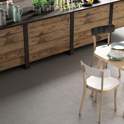 12x24 Block  Natural Concrete-Look Matte Smooth Porcelain Tile Silver Gray