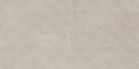 12x24 Chord Chevron Natural Concrete-Look Matte Textured Porcelain Tile