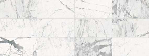 12x24 Marble Grid Medium Veining Natural Marble-Look Honed Smooth Marble Tile Calacatta White