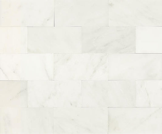 12x24 Marble Subway Pattern Light Veining Natural Marble-Look Honed Smooth Marble Tile