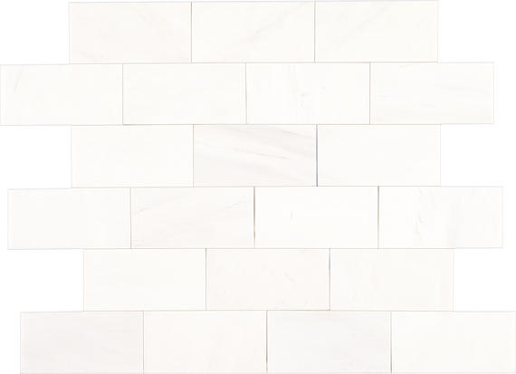 12x24 Marble Subway Pattern Light Veining Natural Marble-Look Honed Smooth Marble Tile Pure White