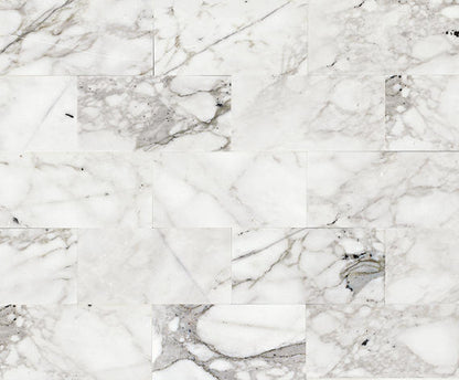 12x24 Marble Subway Pattern Intense Veining Natural Marble-Look Honed Smooth Marble Tile Cloud White