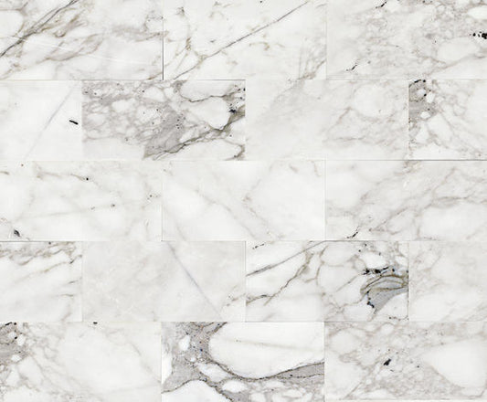 12x24 Marble Subway Pattern Intense Veining Natural Marble-Look Honed Smooth Marble Tile