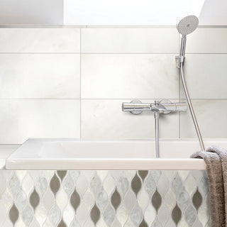 Soft White - 12x24 Marble Grid Light Veining Natural Marble-Look Honed Smooth Marble Tile