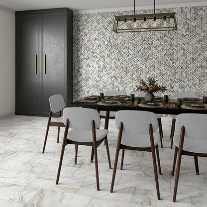 12x24 Mythique Marble  Natural Marble-Look Polished Smooth Porcelain Tile Soft White