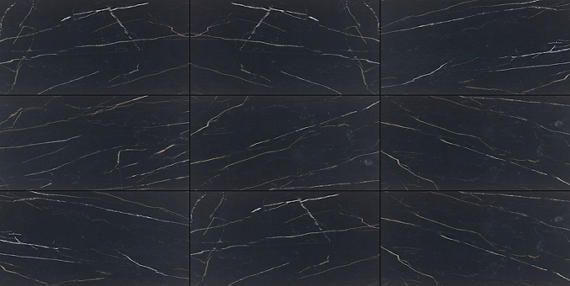 12x24 Perpetuo Light Veining  Natural Marble-Look Polished Smooth Porcelain Tile Midnight Black