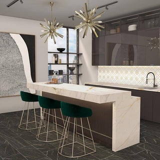 Midnight Black - 12x24 Perpetuo Light Veining Natural Marble-Look Polished Smooth Porcelain Tile