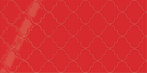 12x24 Showscape Arabesque  Patterned Solid-Color Glossy Textured Ceramic Tile Bright Red