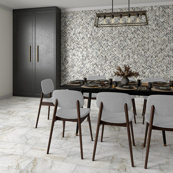 12x24 Mythique Marble  Natural Marble-Look Matte Smooth Porcelain Tile Soft White