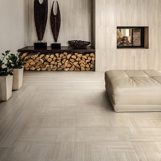 Light Beige - 12x24 Lounge14 Linear Natural Fabric-Look Matte Textured Porcelain Tile
