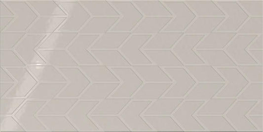 12x24 Showscape Chevron  Patterned Solid-Color Glossy Textured Ceramic Tile Warm Beige
