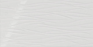 Glossy White - 12x24 Showscape Wave Patterned Solid-Color Glossy Textured Ceramic Tile