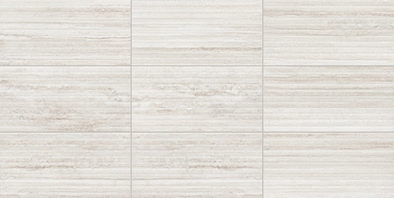 12x24 Reservorio  Natural Stone-Look Matte 3D-Geometric Fluted Porcelain Tile Off White