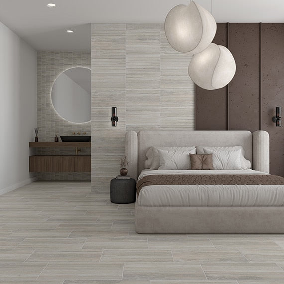 12x24 Reservorio  Natural Stone-Look Matte 3D-Geometric Fluted Porcelain Tile Gray