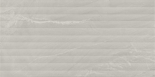 12x24 BRYNE  Natural Stone-Look Satin 3D-Geometric Fluted Porcelain Tile Silver Beige