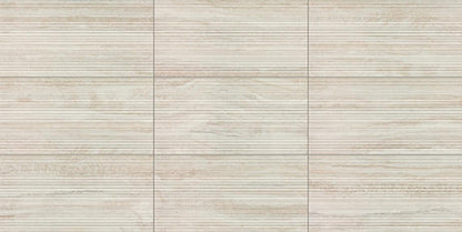 12x24 Calligo  Natural Stone-Look Matte 3D-Geometric Fluted Porcelain Tile Tusk Beige