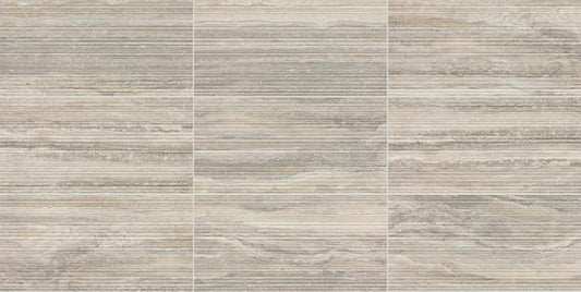 12x24 Calligo  Natural Stone-Look Matte 3D-Geometric Fluted Porcelain Tile Nimbus Gray