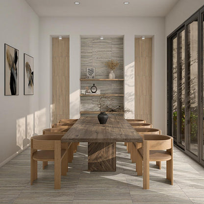 12x24 Calligo  Natural Stone-Look Matte 3D-Geometric Fluted Porcelain Tile Nimbus Gray