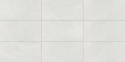 12x24 Platinum  Natural Stone-Look Glossy Smooth Porcelain Tile White