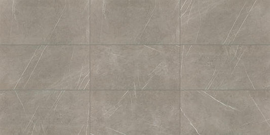 12x24 Platinum  Natural Stone-Look Glossy Smooth Porcelain Tile Warm Gray