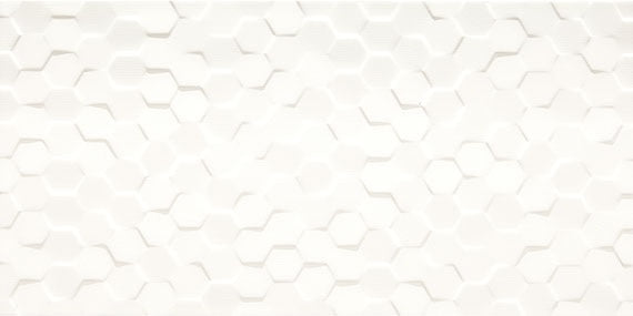 12x24 Multitude  Patterned Solid-Color Matte 3D-Geometric Hexagon Ceramic Tile Soft White