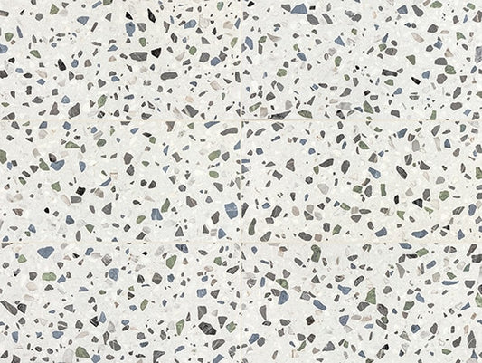 12x24 Outlander Fragment Shard Speckled Natural Terrazzo-Look Matte Smooth Porcelain Tile Soft White