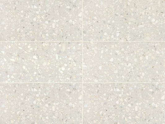 12x24 Outlander Fragment Shard Speckled Natural Terrazzo-Look Matte Smooth Porcelain Tile Warm Ivory