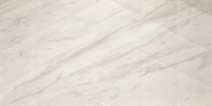 12x24 Perpetuo Light Veining  Patterned Marble-Look Satin 3D-Geometric Porcelain Tile Soft White